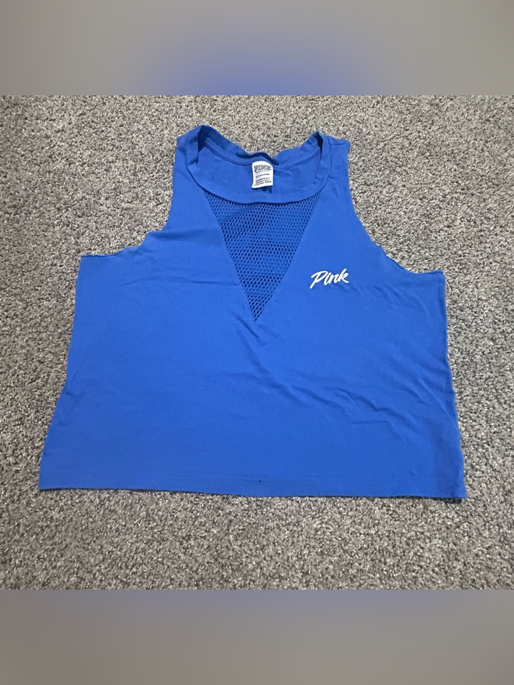 PINK Victoria's Secret Royal Blue Mesh V-Insert Crop Tank Size S